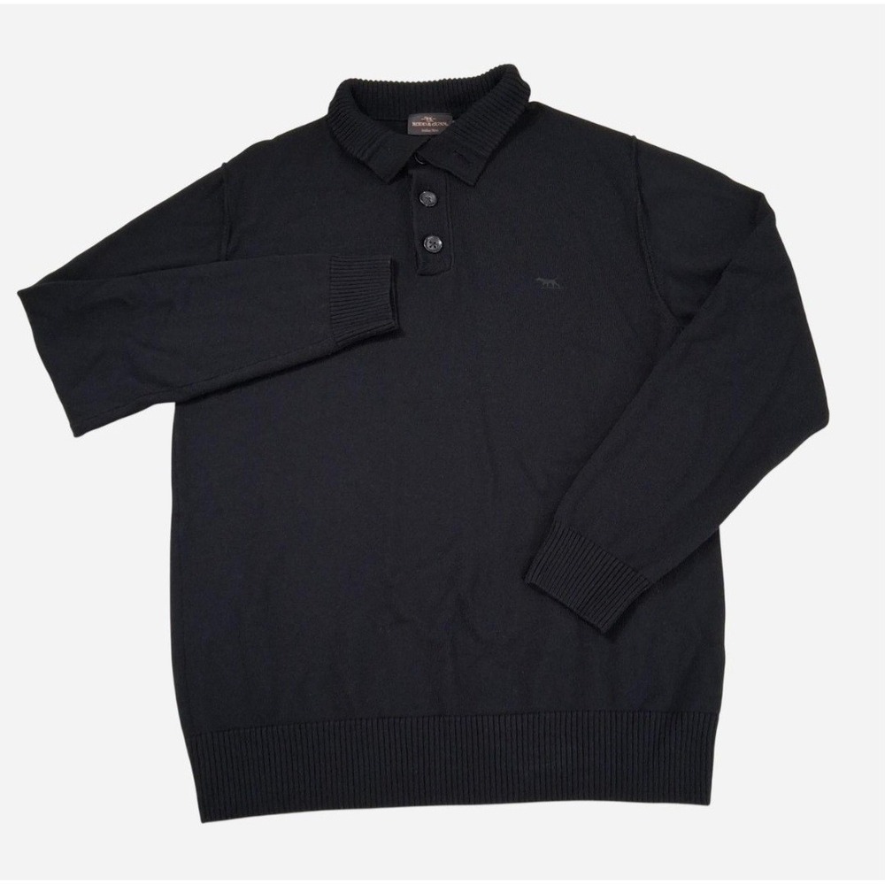 Rodd & Gunn Sweater Mens XL Black Extra Fine Merino Wool Italian Yarn Polo Neck
